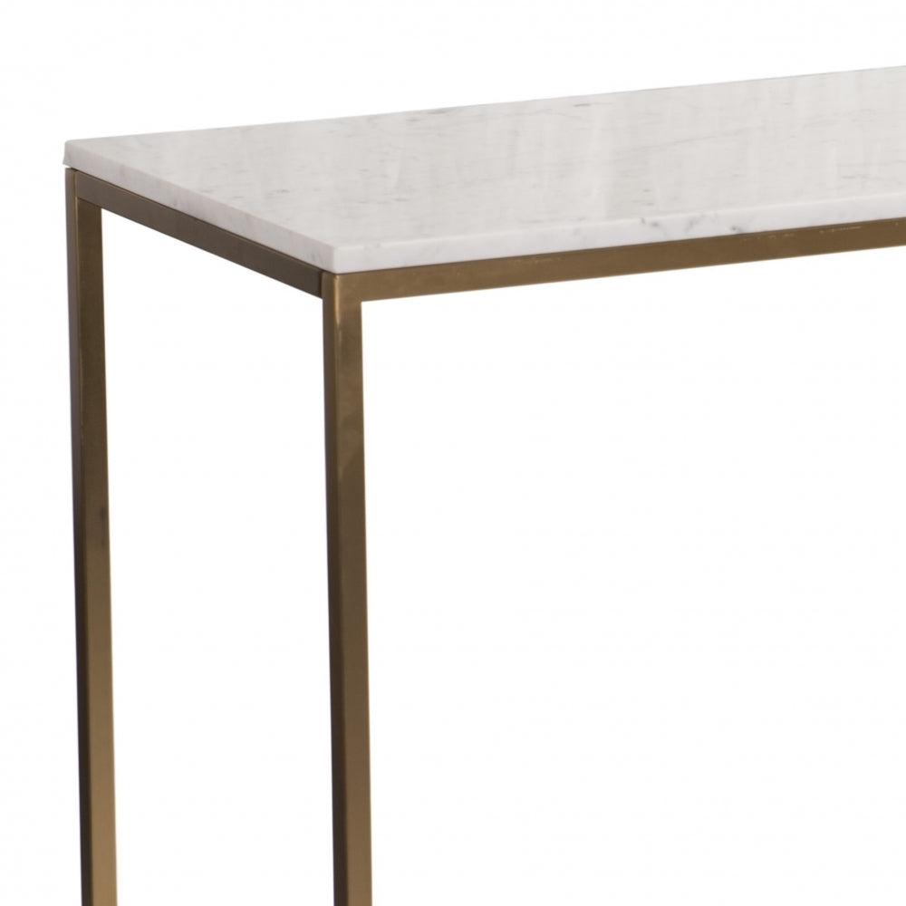 Faceby Marble Console Table in brushed gold and white — alternative angle