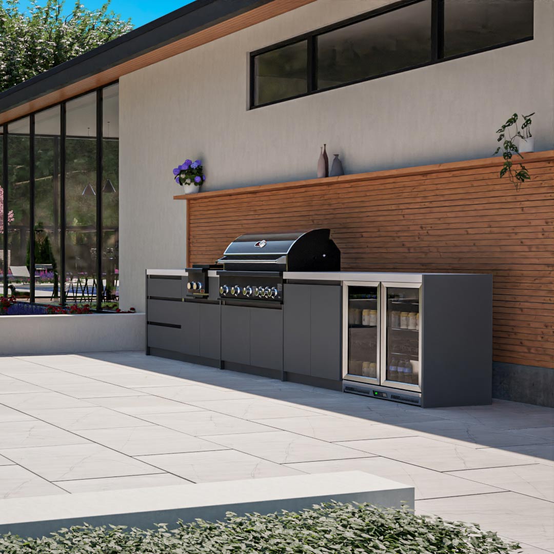 Fairford Modular Kitchen - 5 Piece Linear Set Grey & Black Mix