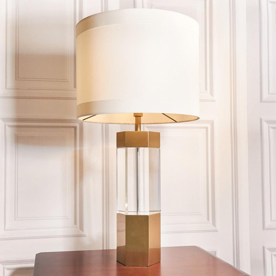 Faye Table Lamp in antique brass and off-white — detail