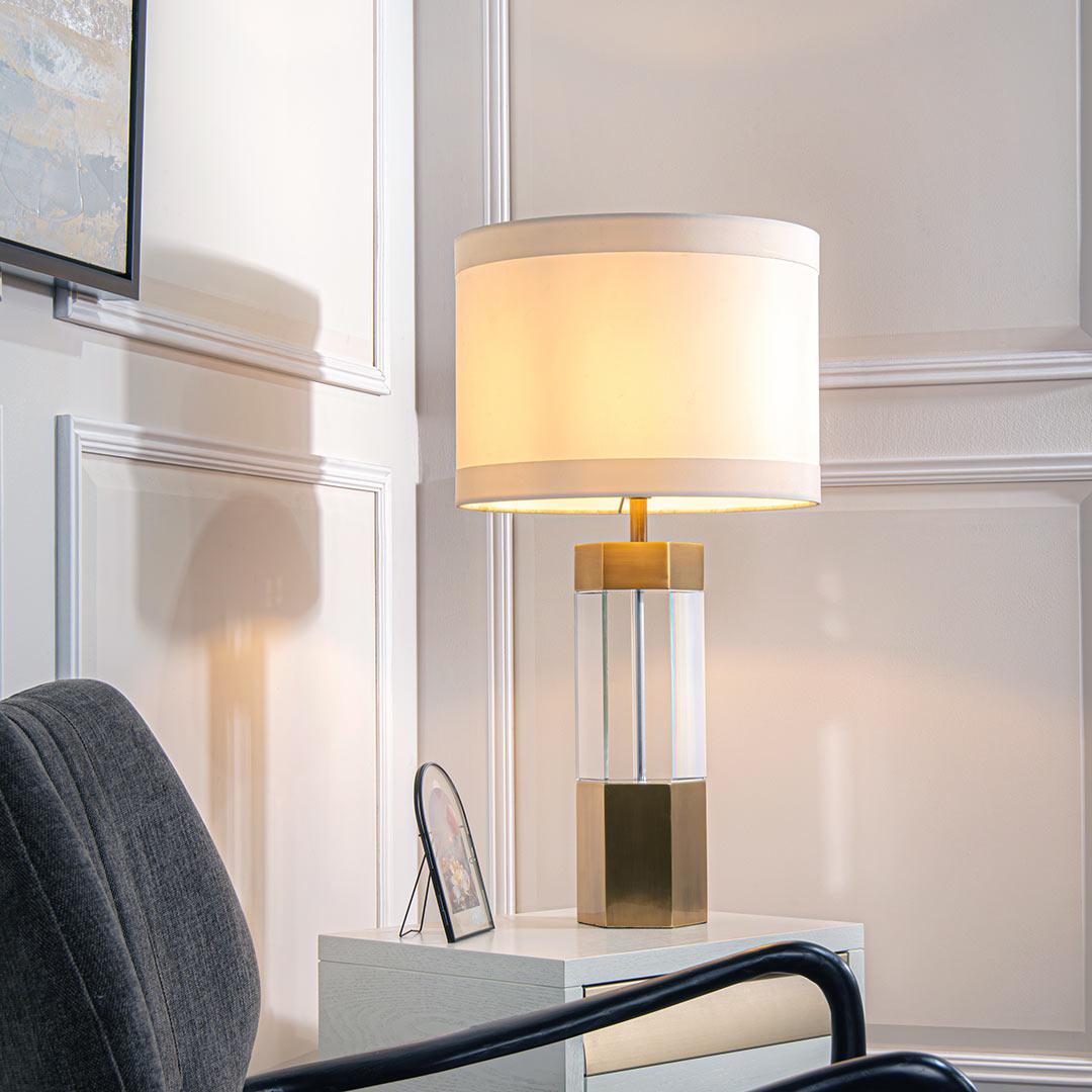 Faye Table Lamp in antique brass and off-white — alternative angle