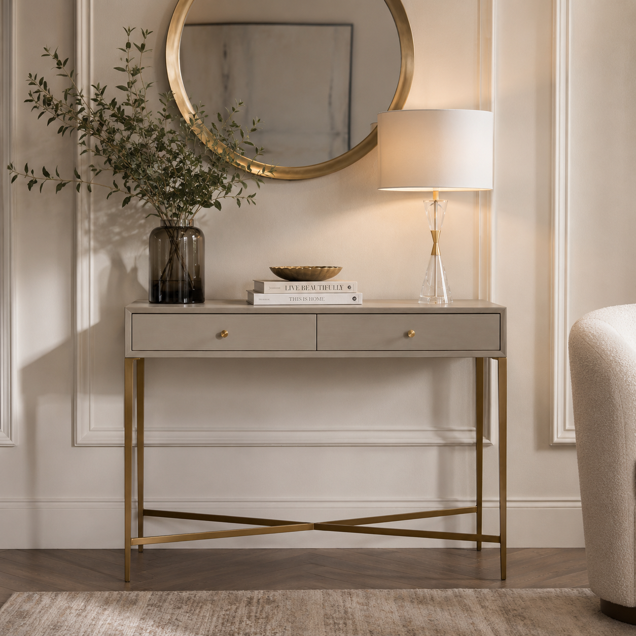 Finley Ceramic Grey Finish Console Table