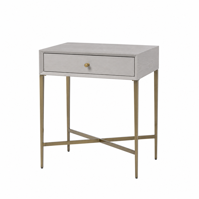 Finley Side Table - Ceramic Grey in grey and brass — front view