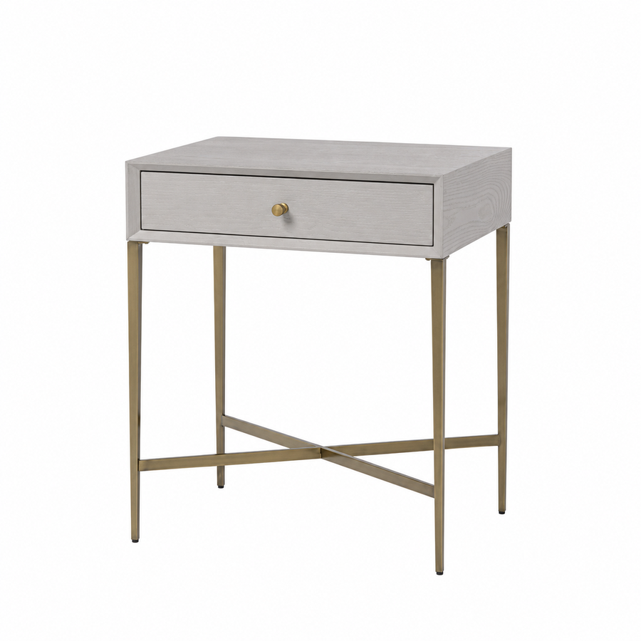 Finley Side Table - Ceramic Grey in grey and brass — front view