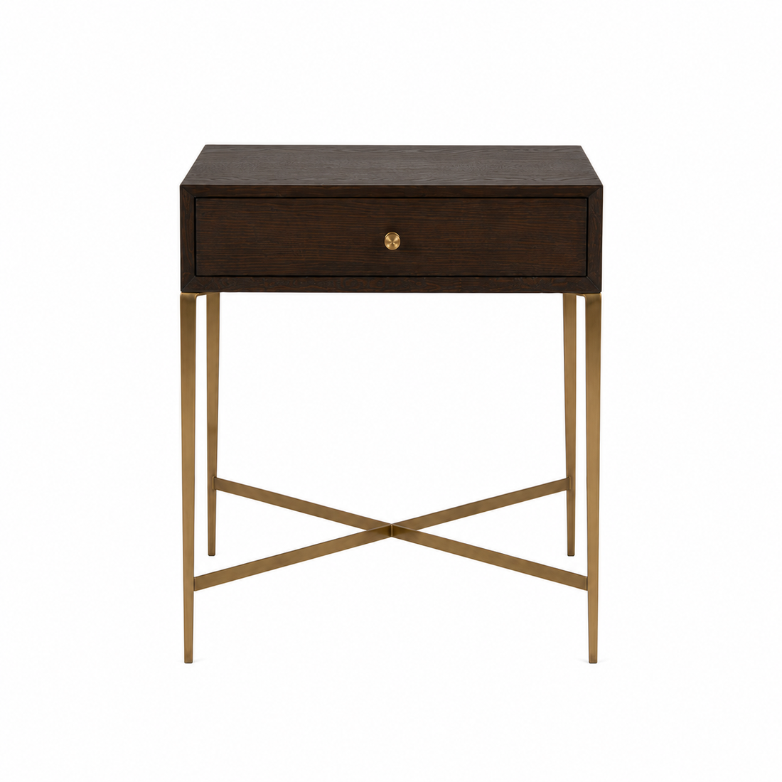 Finley Side Table - Rich Chocolate in antique chocolate and brass — front view