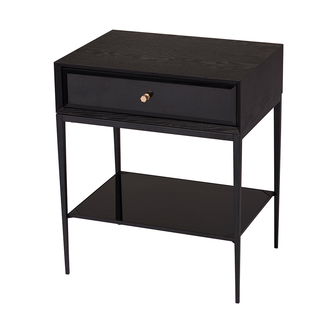Finola Side Table in black and brass — front view
