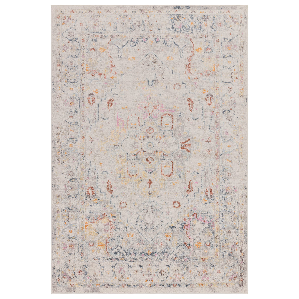 Flores Laleh traditional medallion rug in soft muted tones on a white background