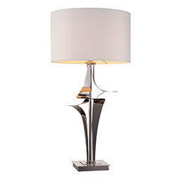 Gian Table Lamp in polished nickel and rva cream — alternative angle