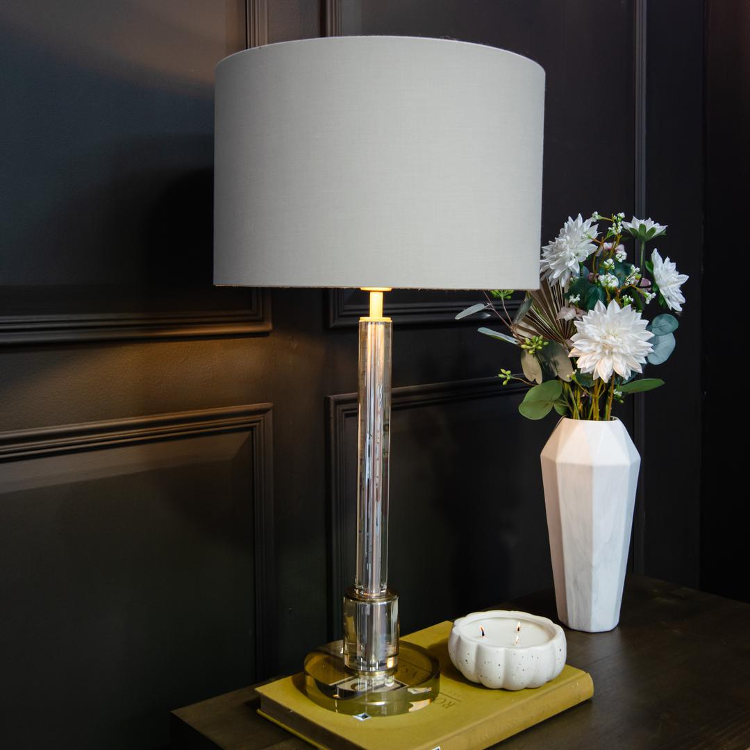 Haldor Table Lamp in antique brass and soft latte — alternative angle