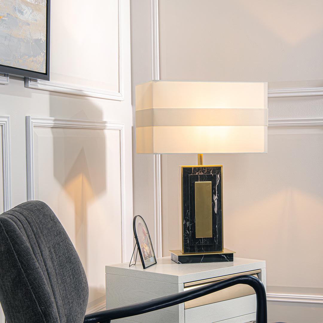 Halie Marble Table Lamp in polished black — alternative angle
