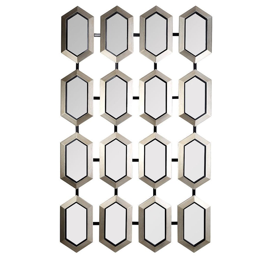 Honeycomb Mirror in painted champagne silver — front view