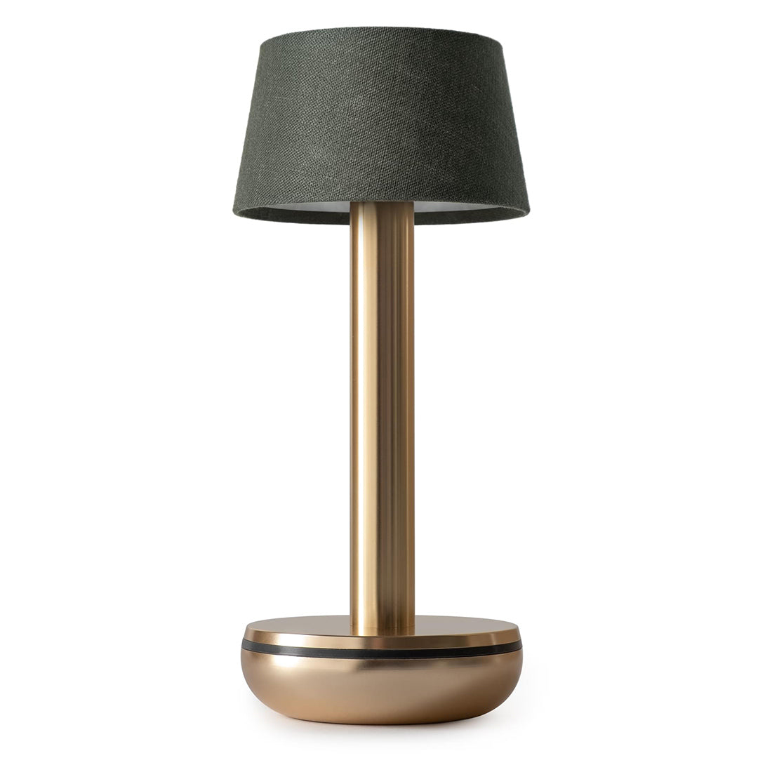 Humble Two Linen Table Lamp - Gold/Emerald