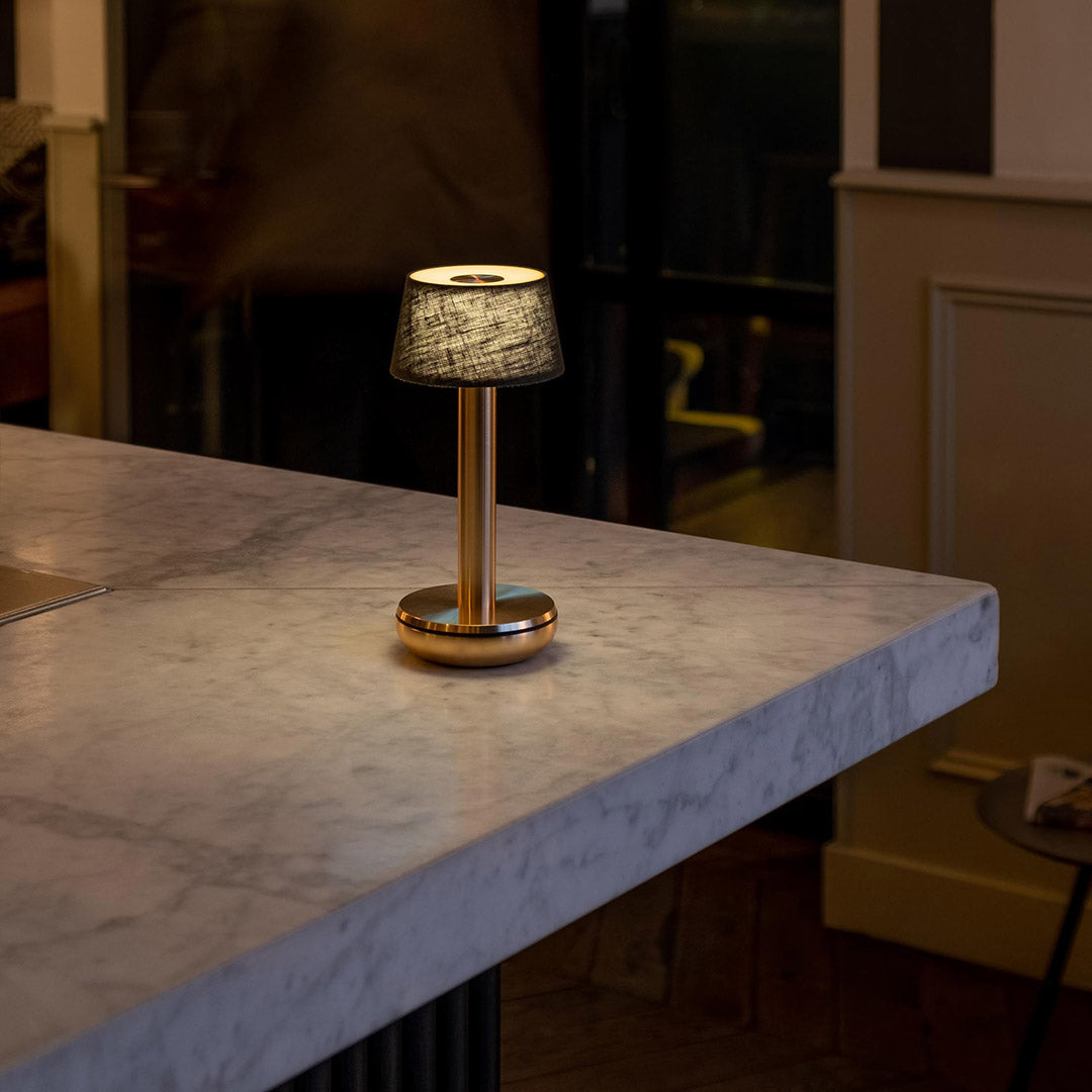 Humble Two Linen Table Lamp - Gold/Emerald