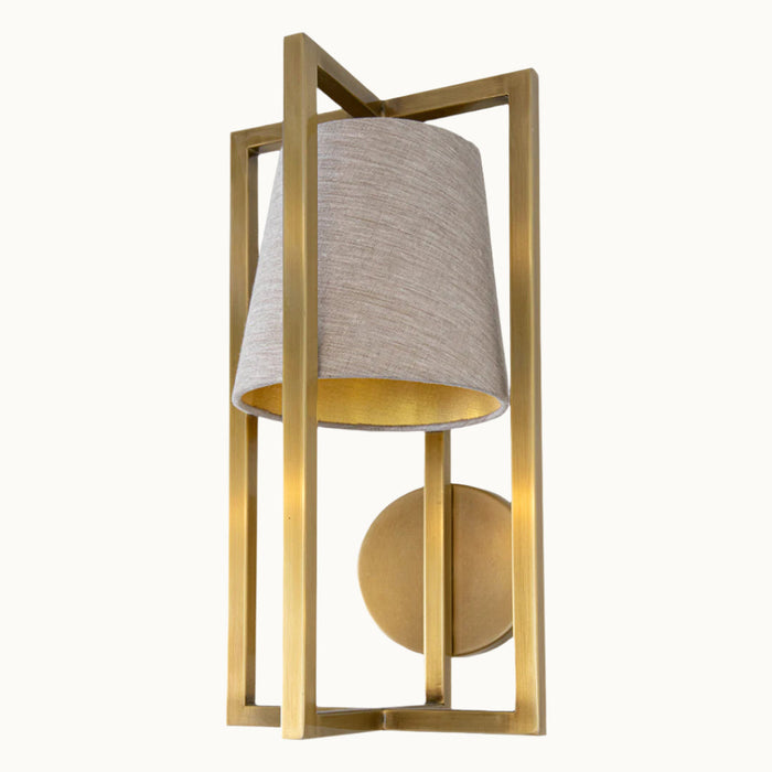 Hurricane Wall Light in brushed gold and off-white — alternative angle