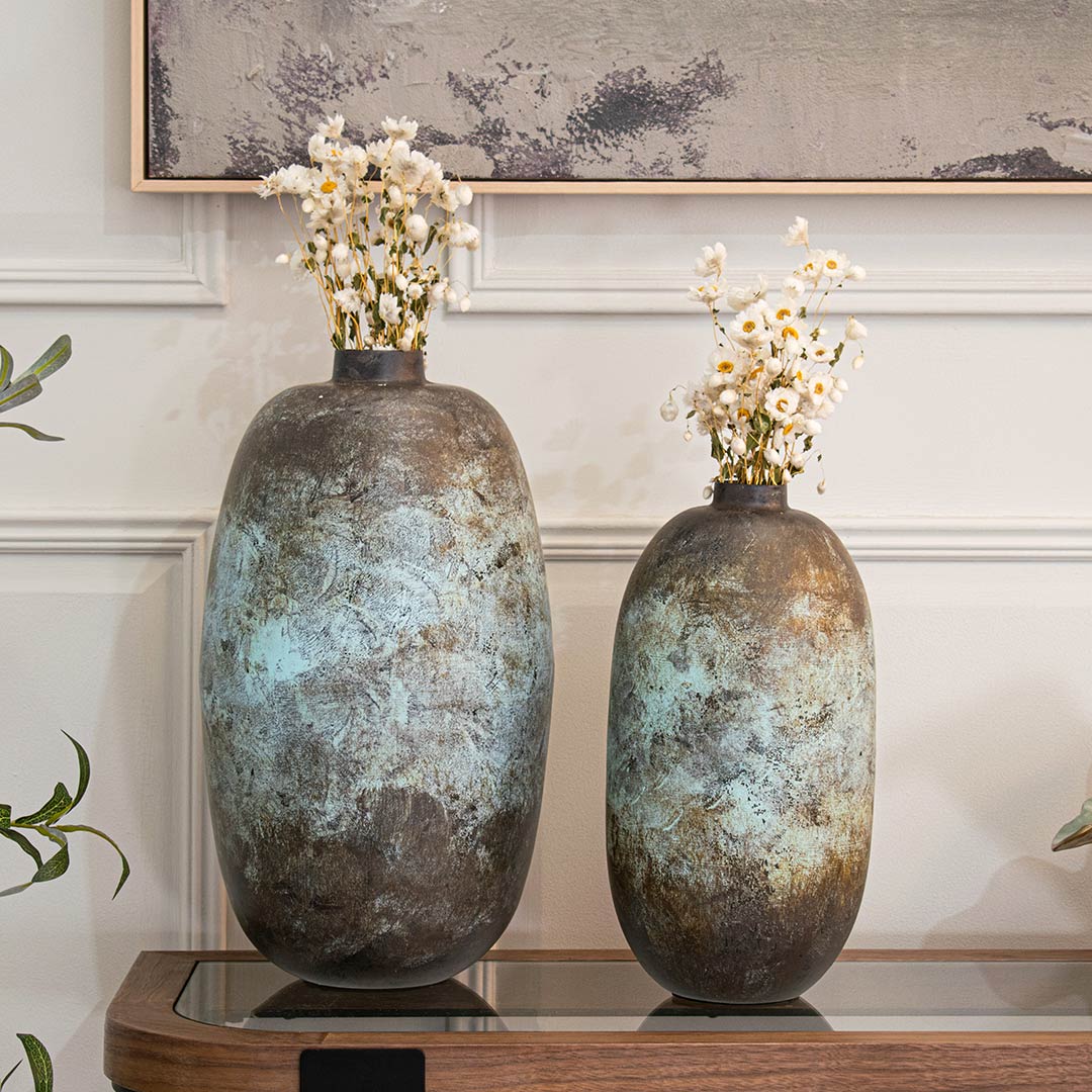 Igino Vase - Set of 2 in weathered blue — alternative angle