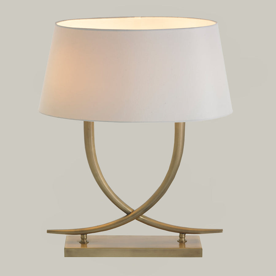 Iva Table Lamp in antique brass and cream — front view