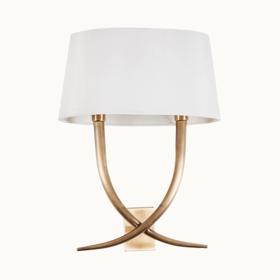 Iva Wall Lamp in antique brass and cream — alternative angle