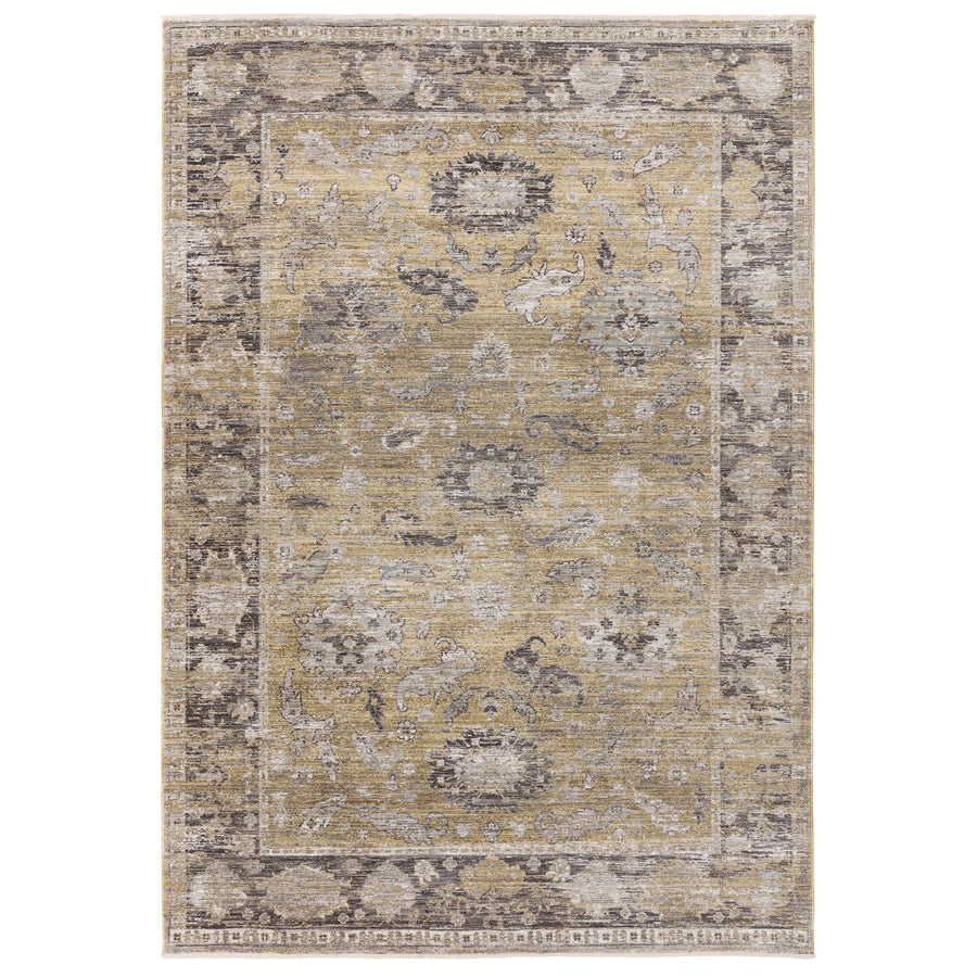 Jasper neutral antique floral rug shown in full on a white background