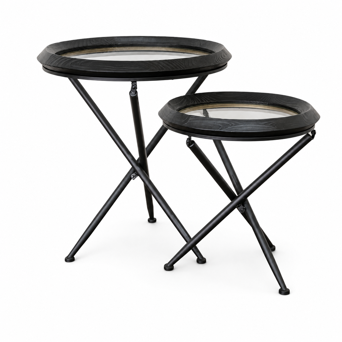 Jemima Pair of Side Tables in painted black — front view