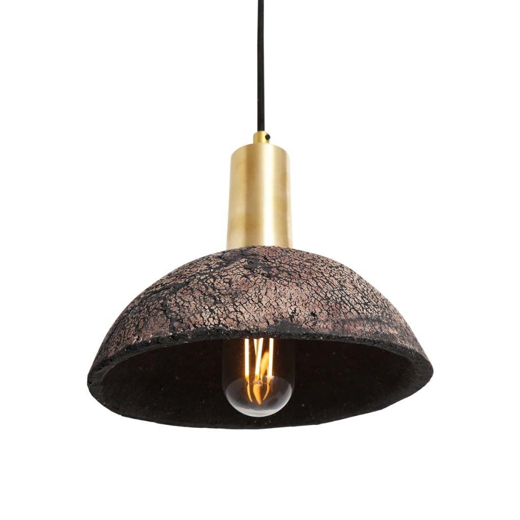 Kauri Ceramic Dome Pendant - Black Clay - Mullan Lighting