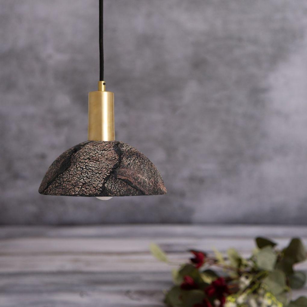 Kauri Ceramic Dome Pendant - Black Clay - Mullan Lighting