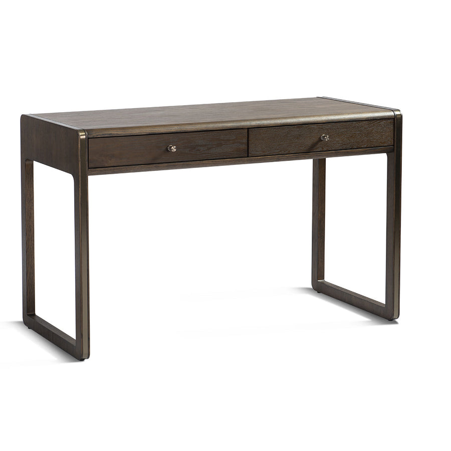 Kime Dressing Table in brass and chocolate — front view