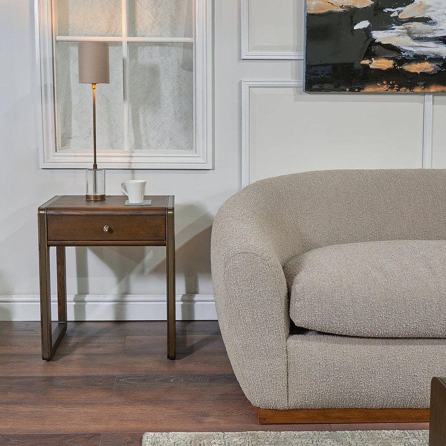Kime Side Table in brass and chocolate — detail