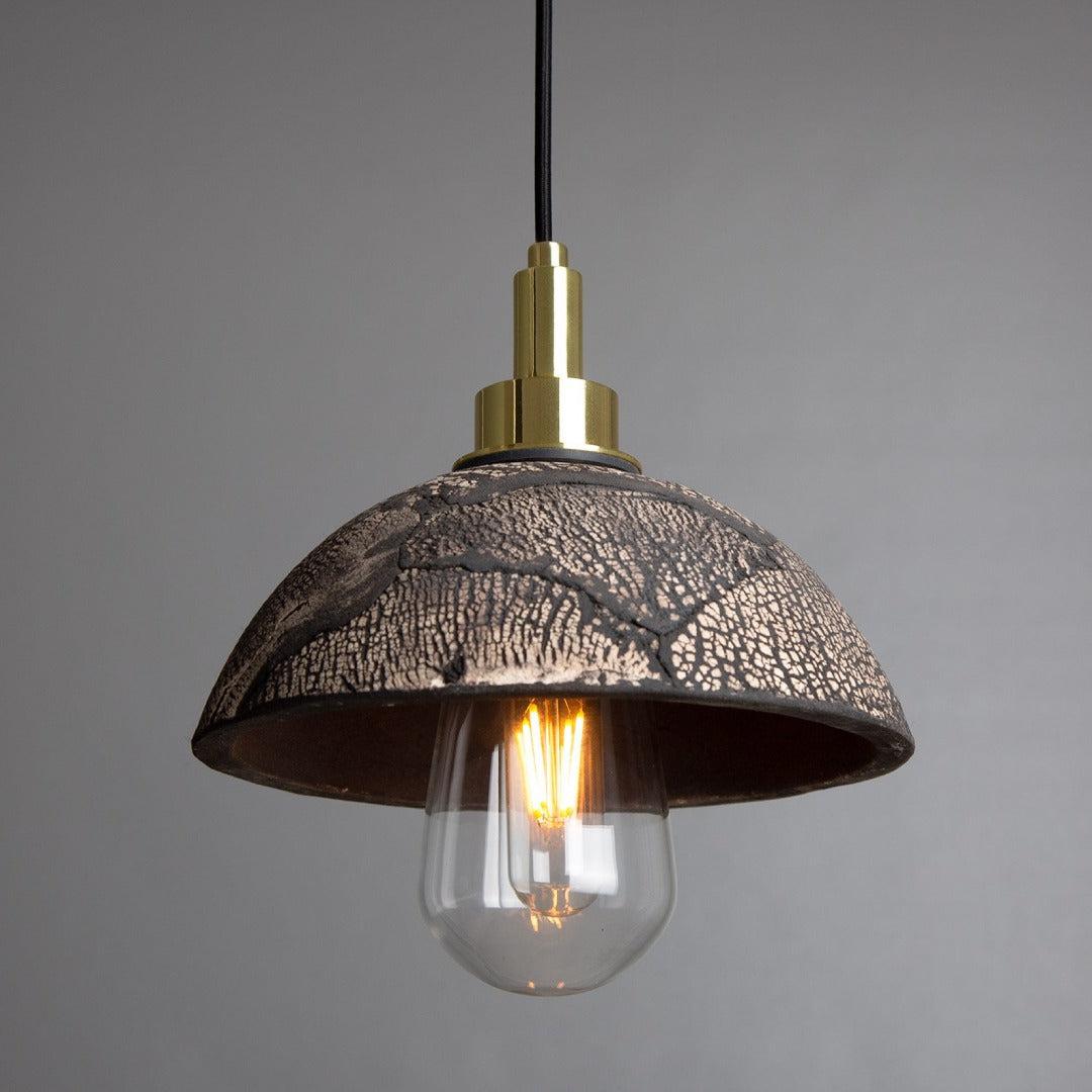 Kingii Ceramic Dome Bathroom Pendant Light - Black Clay - Mullan Lighting