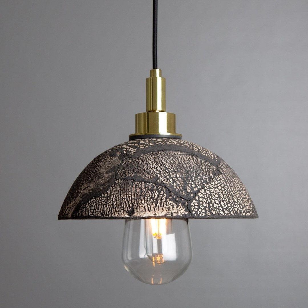Kingii Ceramic Dome Bathroom Pendant Light - Black Clay - Mullan Lighting
