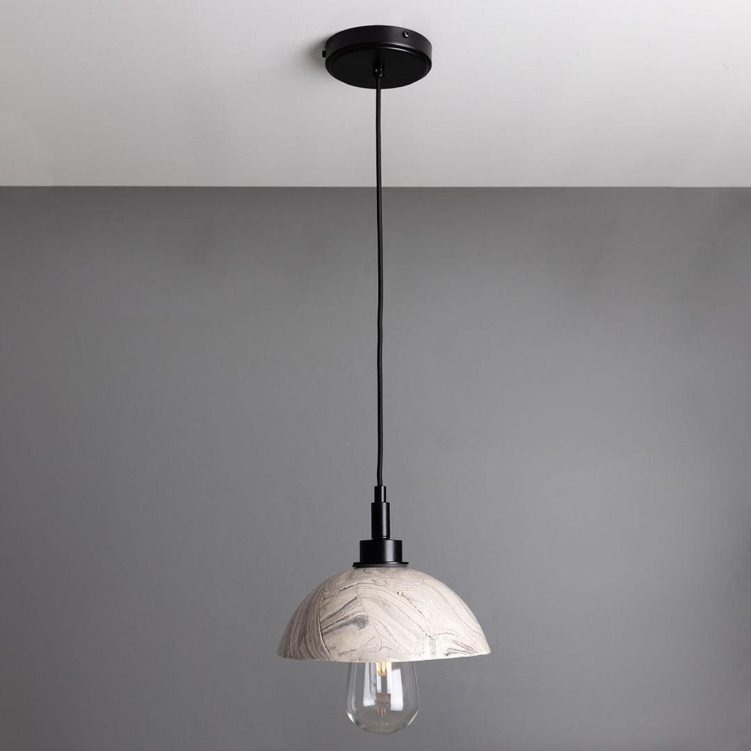 Kingii Ceramic Dome Bathroom Pendant Light - Marble - Mullan Lighting
