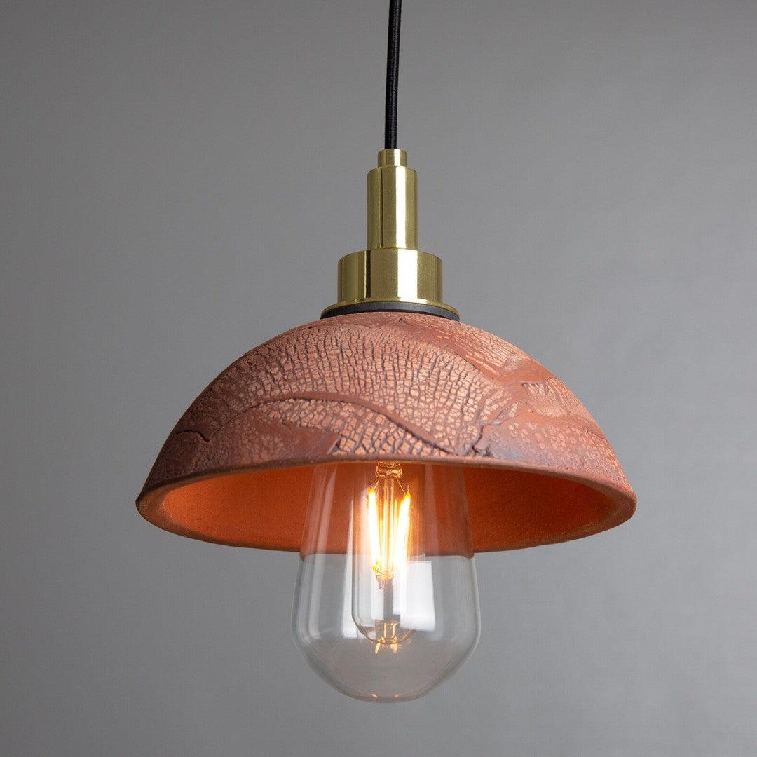 Kingii Ceramic Dome Bathroom Pendant Light - Red Iron - Mullan Lighting