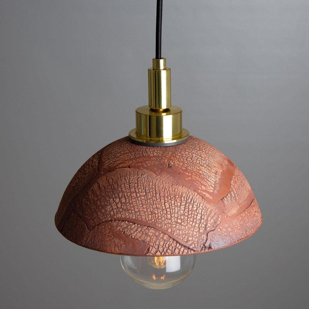 Kingii Ceramic Dome Bathroom Pendant Light - Red Iron - Mullan Lighting
