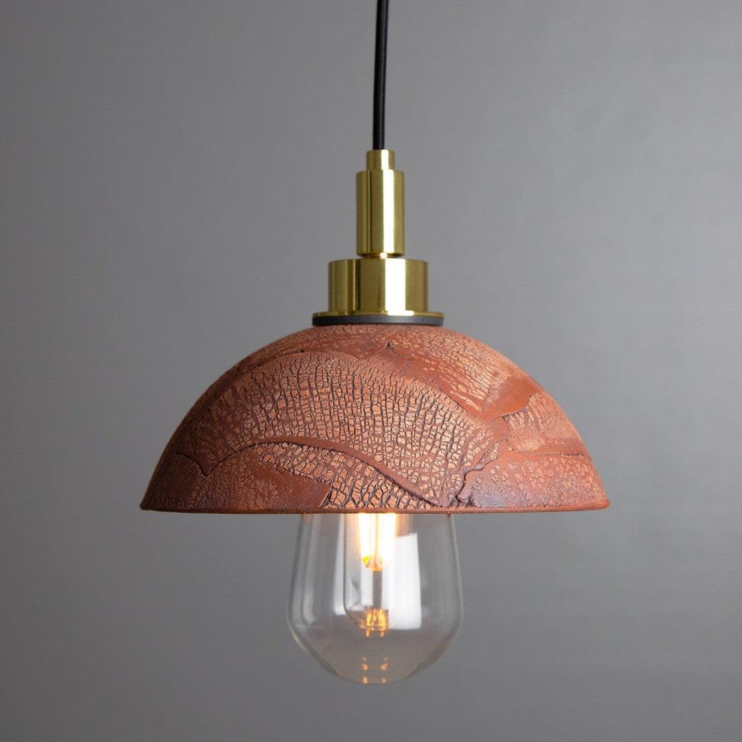 Kingii Ceramic Dome Bathroom Pendant Light - Red Iron - Mullan Lighting