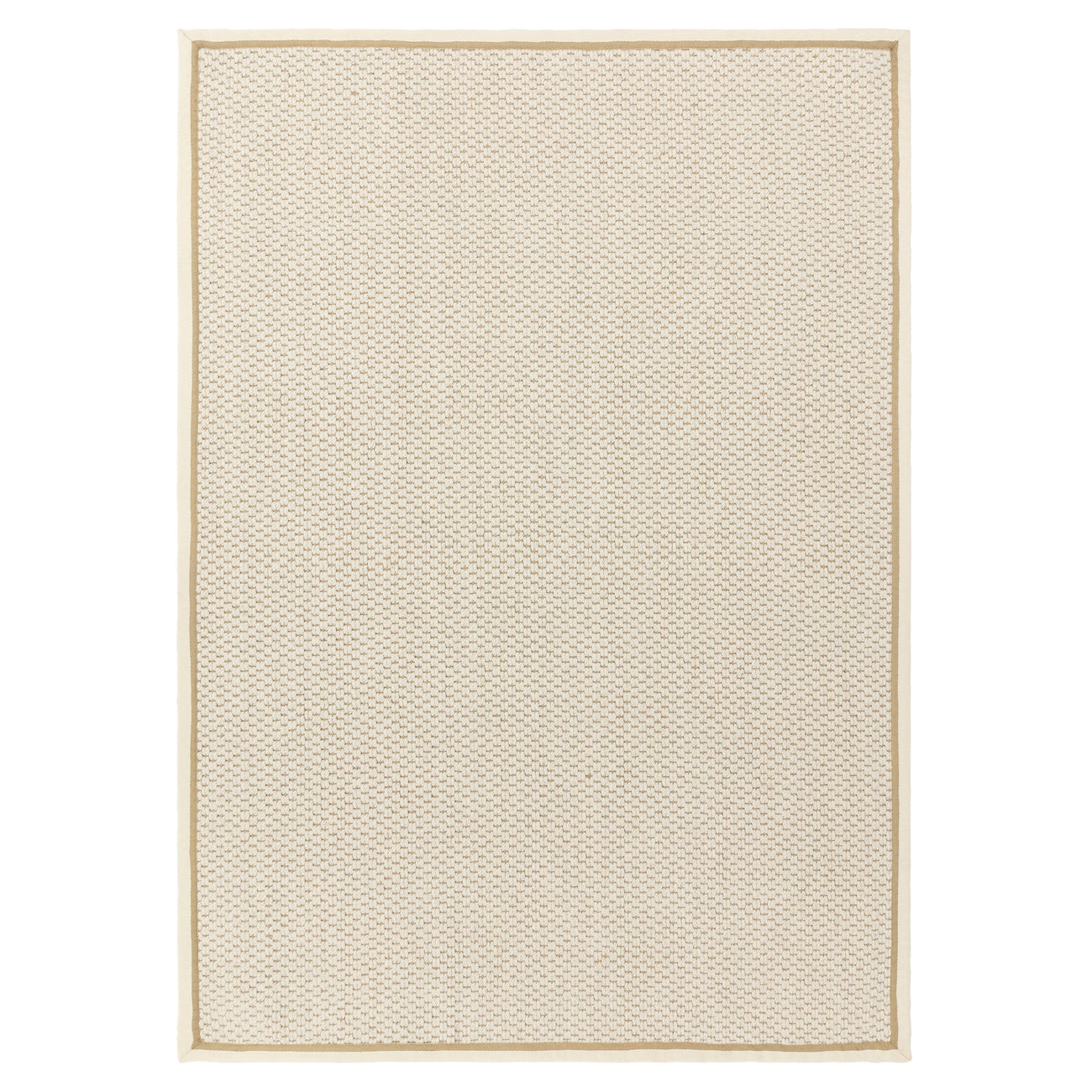 Korra Double Loop Cream Linen wool and jute rug, full view on white background