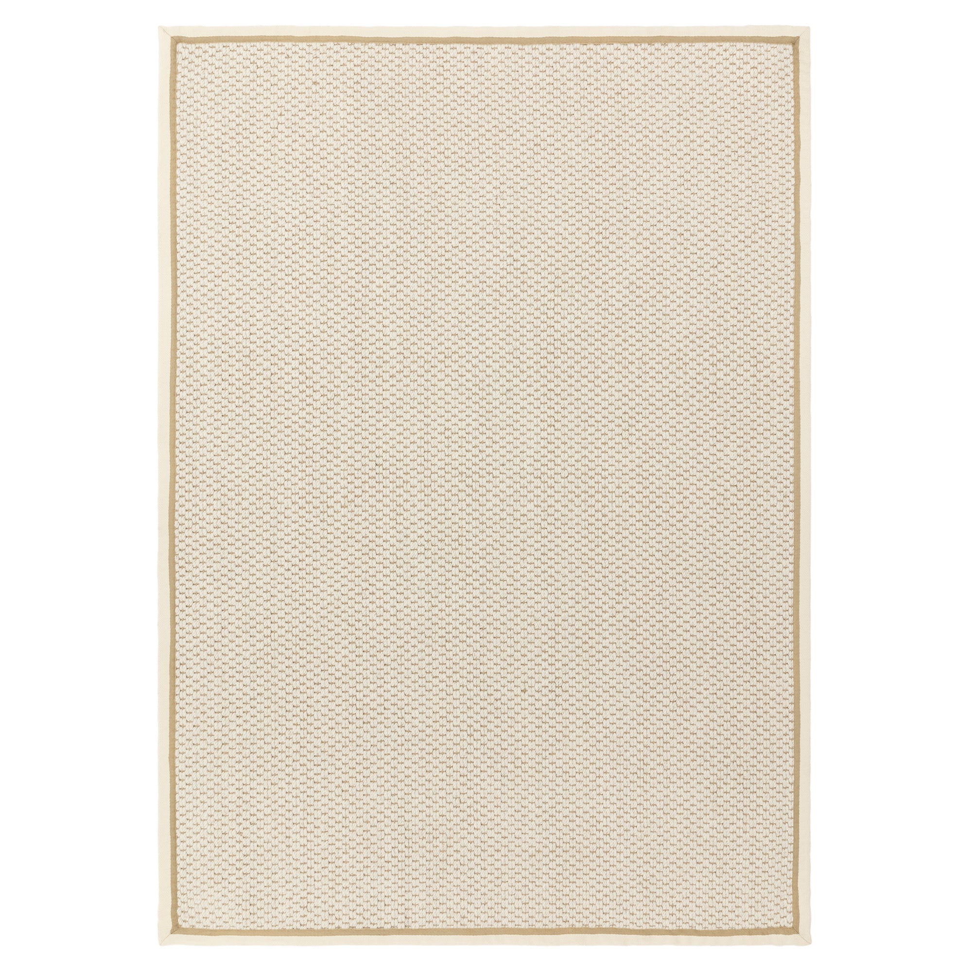 Korra Double Loop Cream Linen wool and jute rug, full view on white background