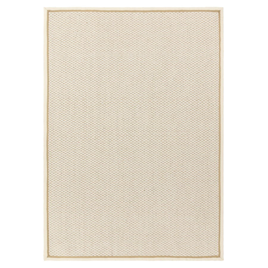 Korra Double Loop Cream Linen wool and jute rug, full view on white background