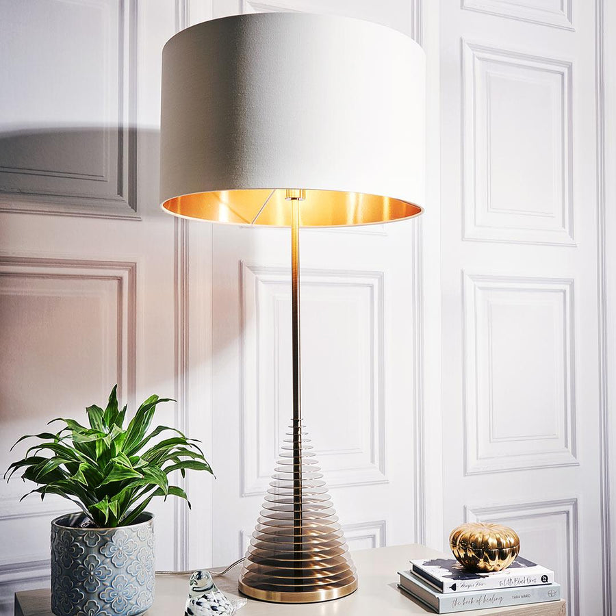 Lea Tall Table Lamp in antique brass and opal — detail
