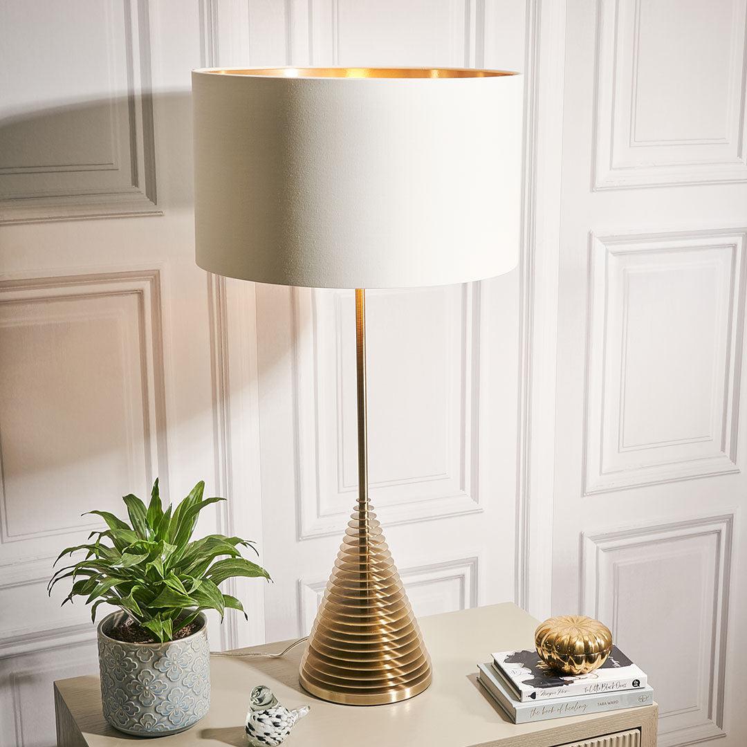 Lea Tall Table Lamp in antique brass and opal — alternative angle