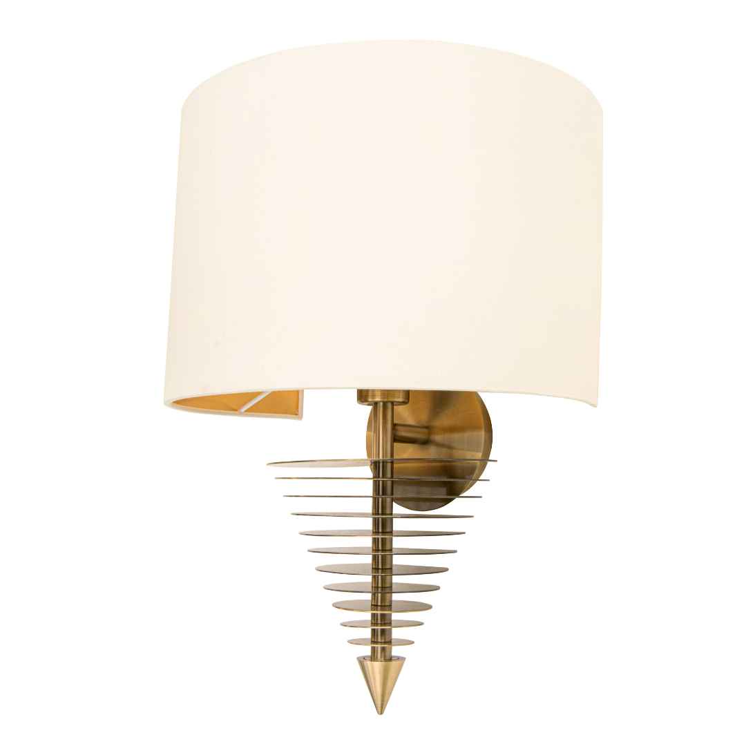 Lea Wall Lamp in antique brass and opal — alternative angle