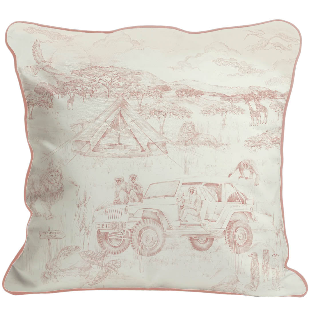 Personalised - Lyons Den Monkeys in a Jeep Cushion - Victoria Sanders