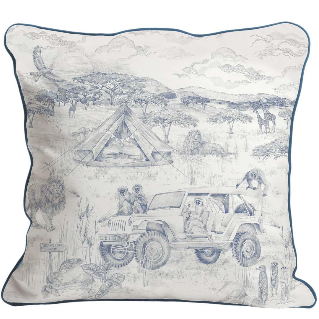 Personalised - Lyons Den Monkeys in a Jeep Cushion - Victoria Sanders