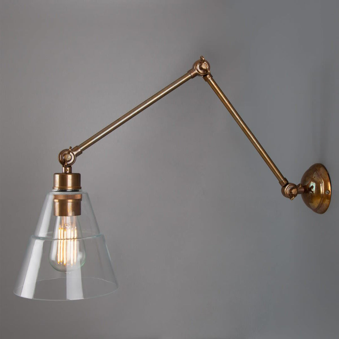 Lyx Adjustable Arm Wall Light - Antique Brass - Mullan Lighting