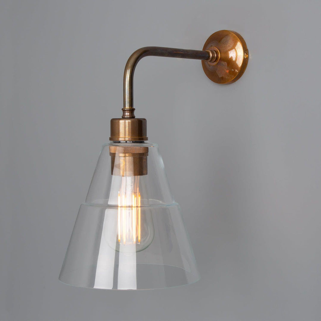 Lyx Glass Cone Wall Light - Antique Brass - Mullan Lighting