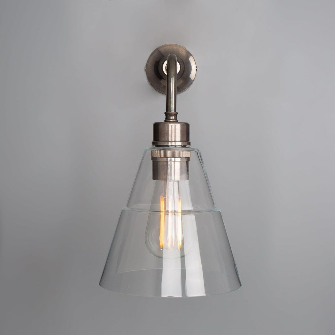Lyx Glass Cone Wall Light - Antique Silver - Mullan Lighting