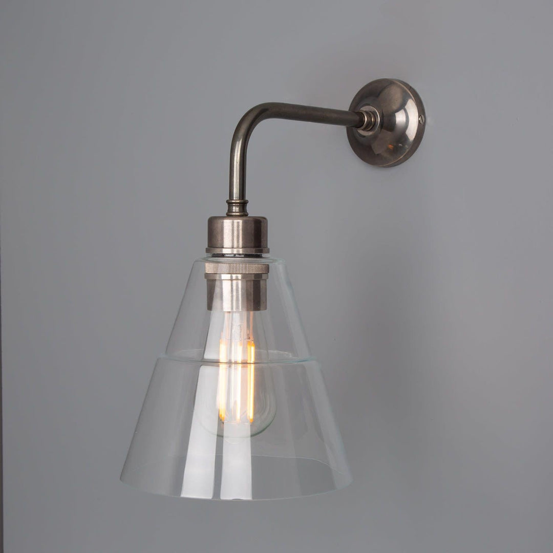 Lyx Glass Cone Wall Light - Antique Silver - Mullan Lighting