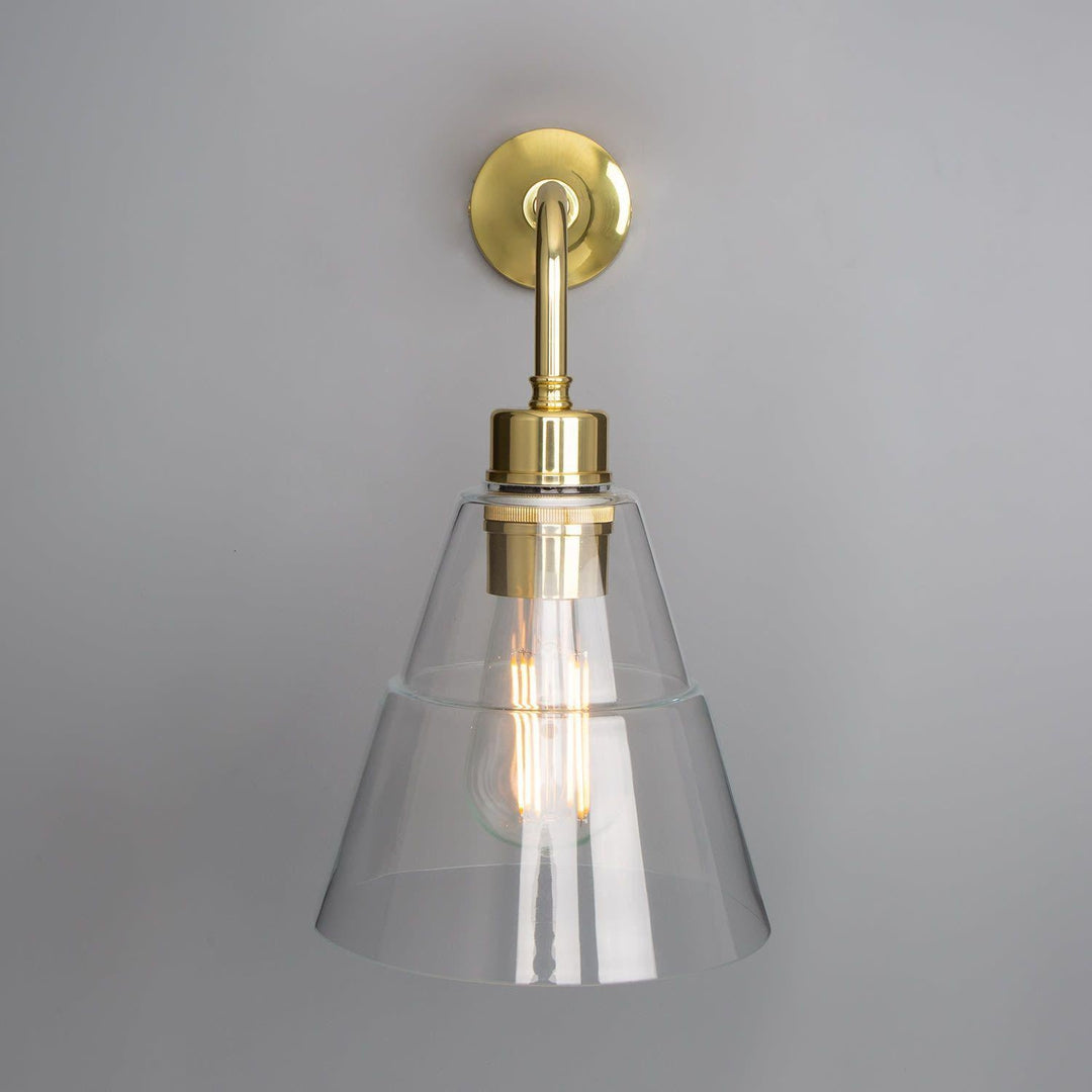 Lyx Glass Cone Wall Light - Polished Brass - Mullan Lighting