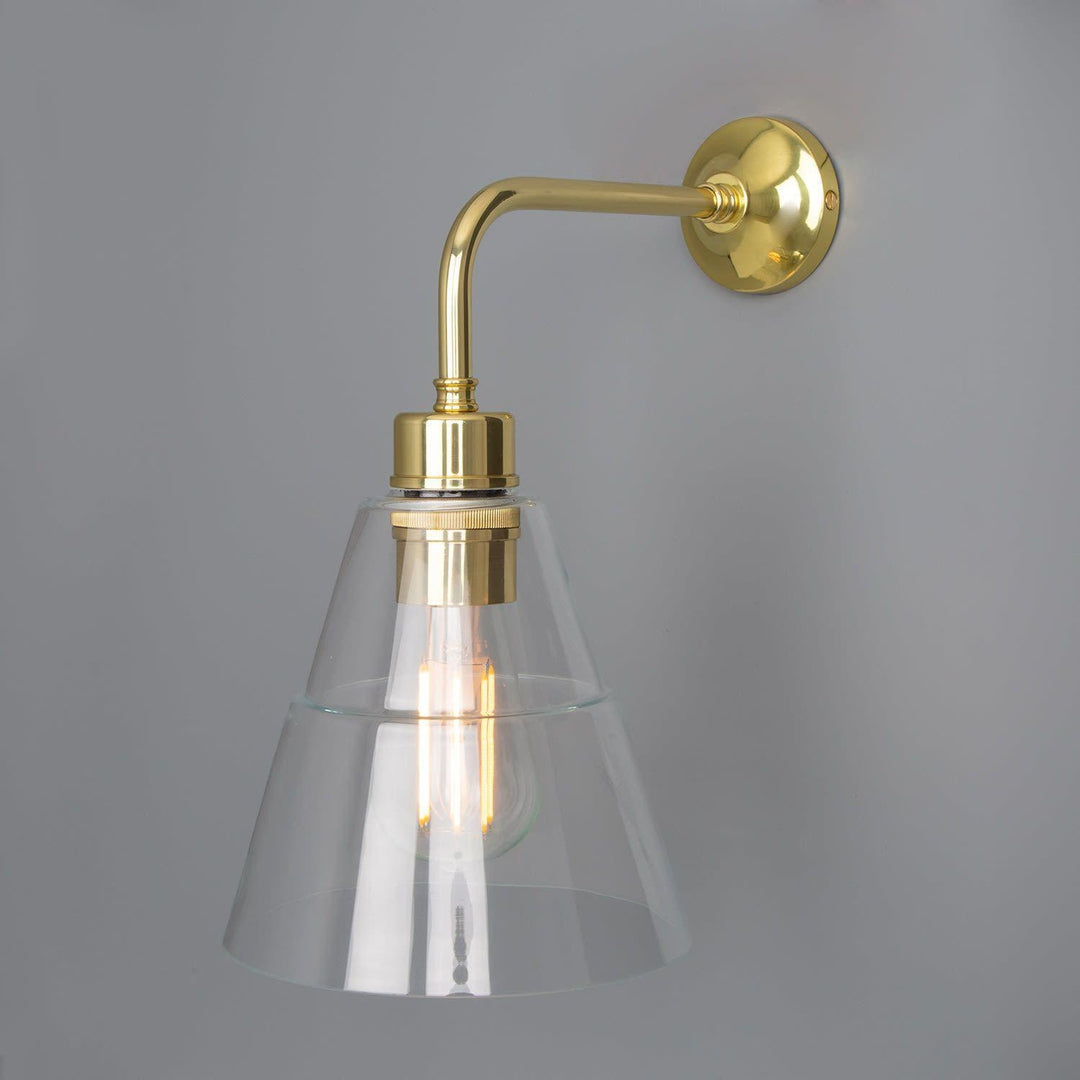 Lyx Glass Cone Wall Light - Polished Brass - Mullan Lighting