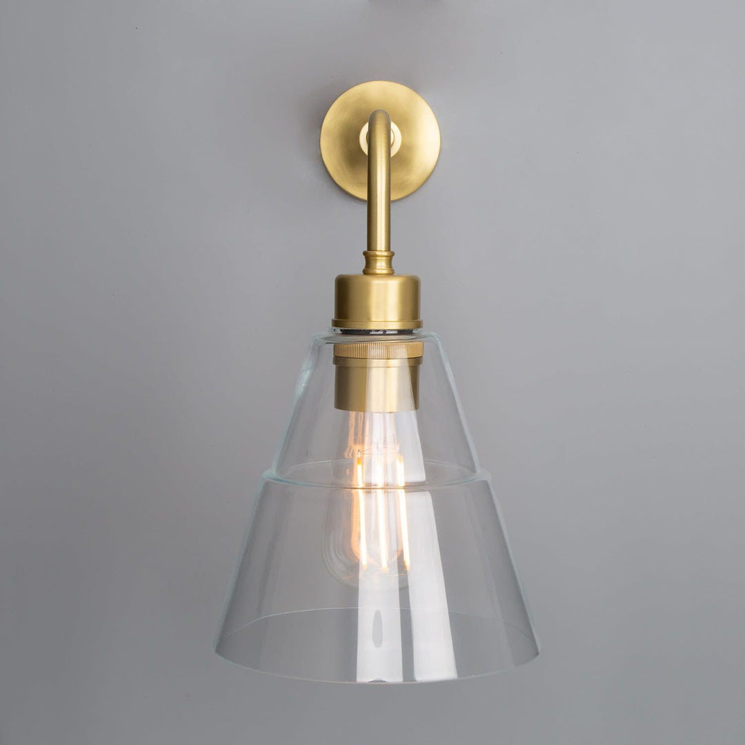 Lyx Glass Cone Wall Light - Satin Brass - Mullan Lighting