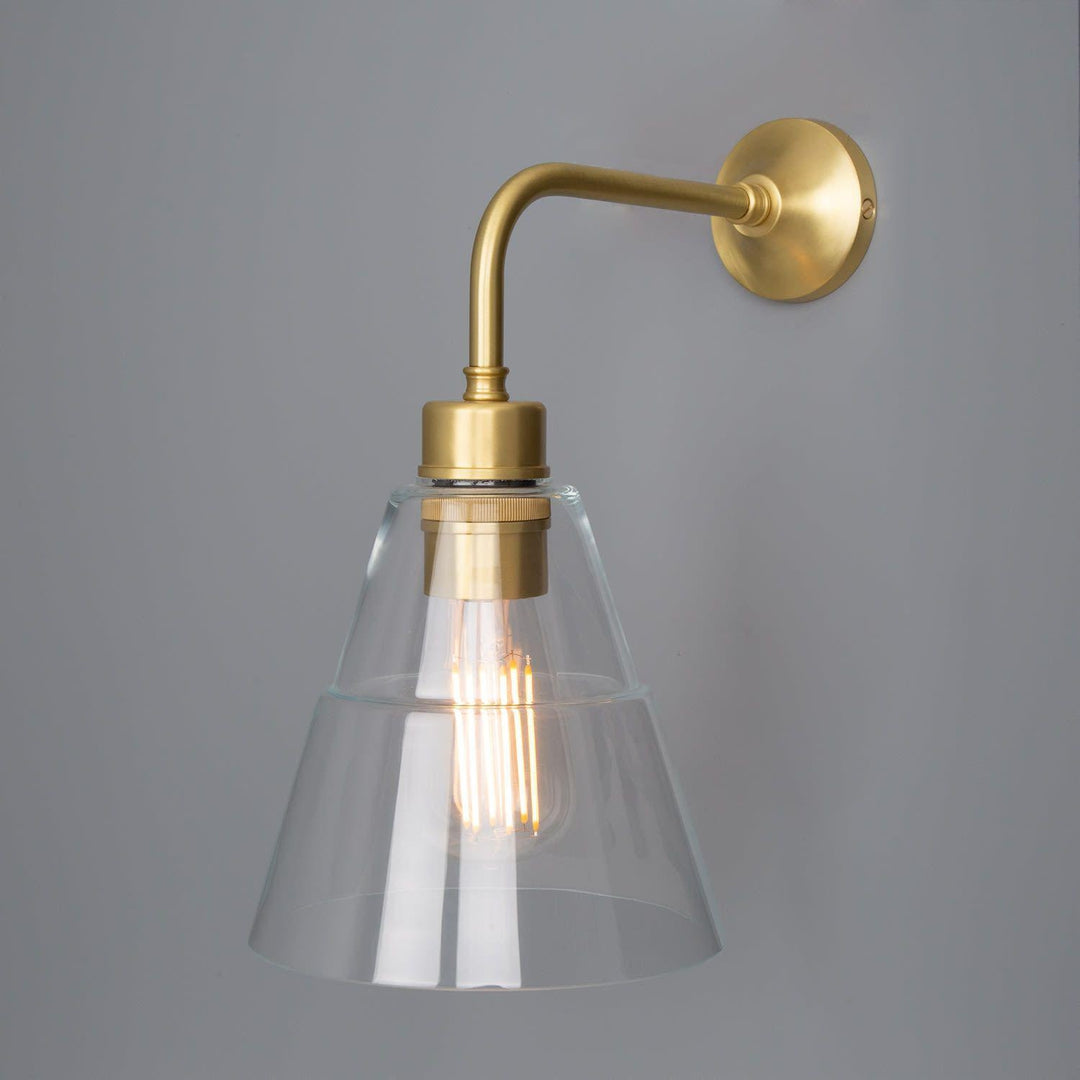 Lyx Glass Cone Wall Light - Satin Brass - Mullan Lighting