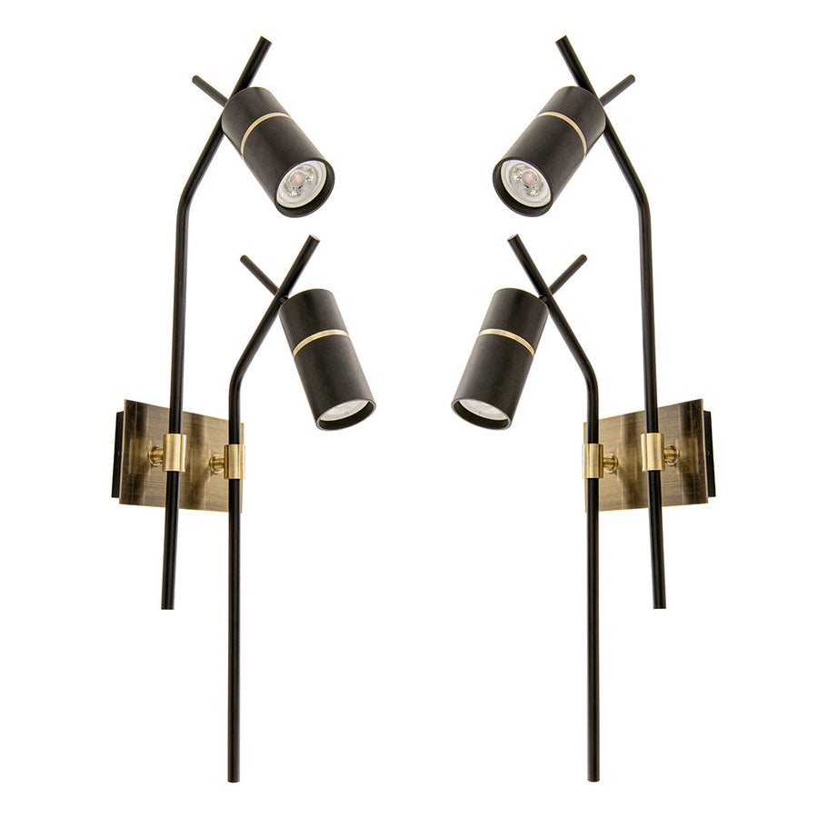 Magnus Pair of Wall Lamps in brass and black — front view