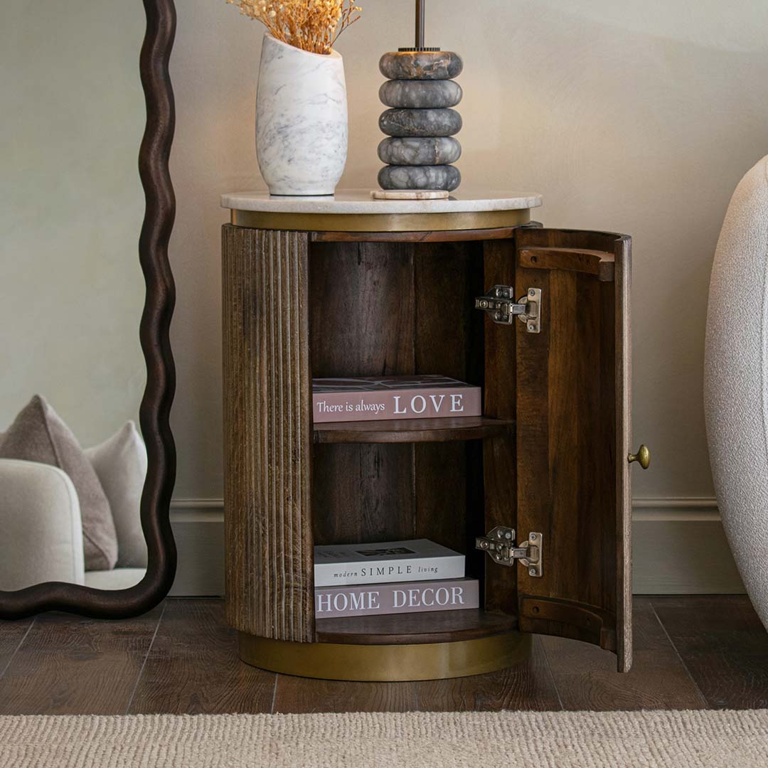 Maigue Storage Side Table in a styled interior